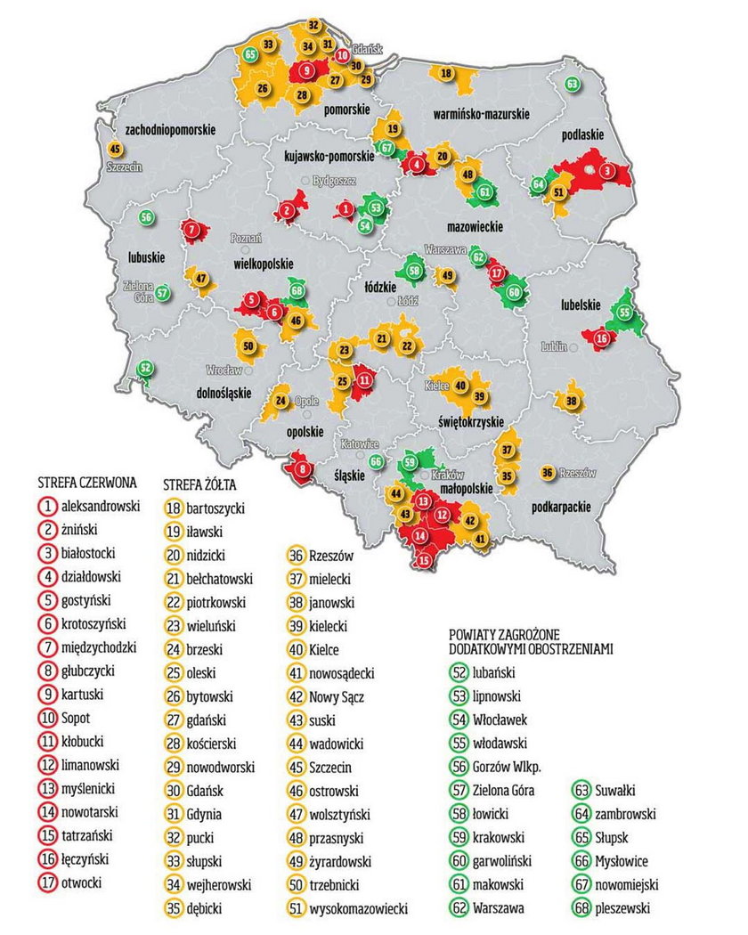 Od 3 października obowiązuje  nowa lista powiatów z obostrzeniami