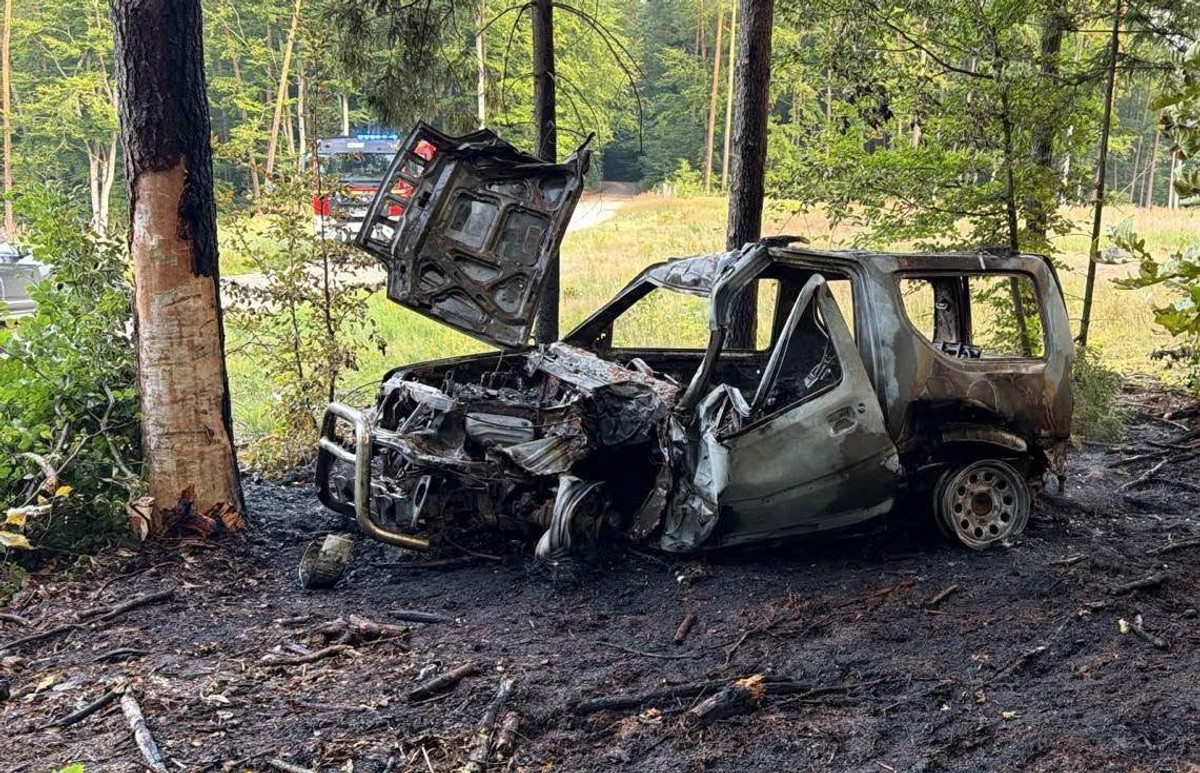 36-latek zginął, auto stanęło w ogniu. Wstrząsające zdjęcia z miejsca tragedii