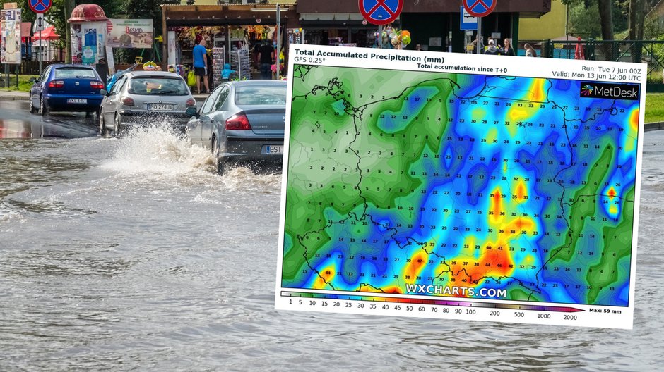 Najbliższe dwa tygodnie będą z reguły ciepłe, ale często burzowe (mapa: wxcharts.com)