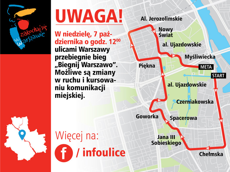 Biegnij Warszawo - trasa