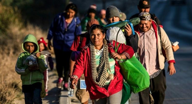 Central Americans traveling in a migrant caravan towards the United US, arrive in Tijuana, Mexico, on November 15, 2018