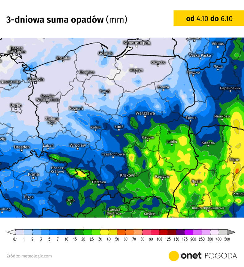 Na południowym wschodzie do końca tygodnia spadnie do 30-40 mm deszczu