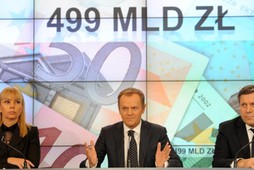 Donald Tusk oraz wicepremierzy Elżbieta Bieńkowska i Janusz Piechociński