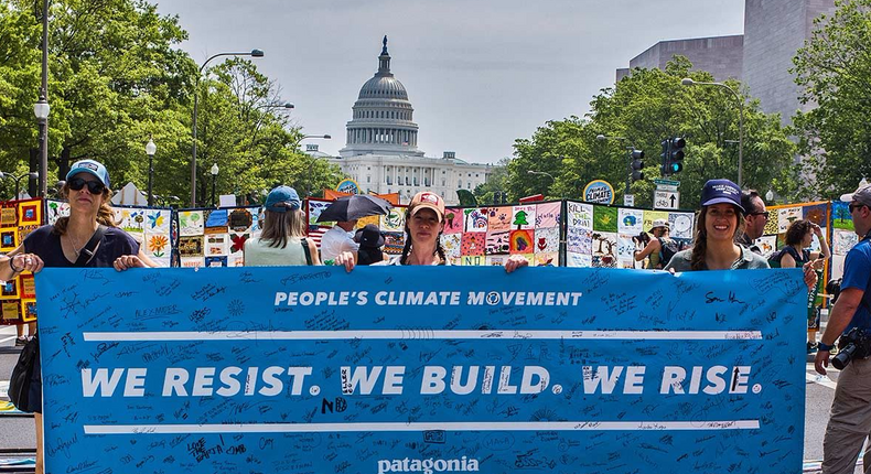 A Patagonia poster at the People's Climate March in Washington DC.