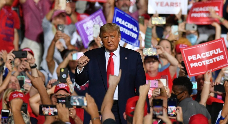 President Donald Trump on October 21 in Gastonia, North Carolina.