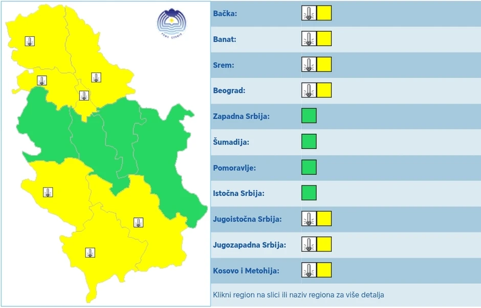 Meteoalarm za sredu, 31. decembar