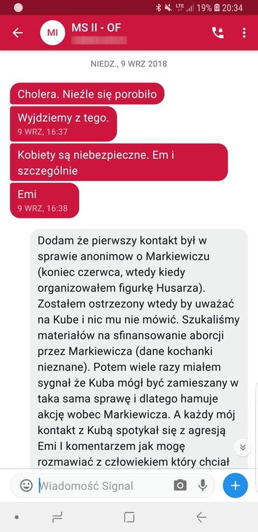 Wymiana wiadomości Łukasza Piebiaka i Arkadiusza Cichockiego