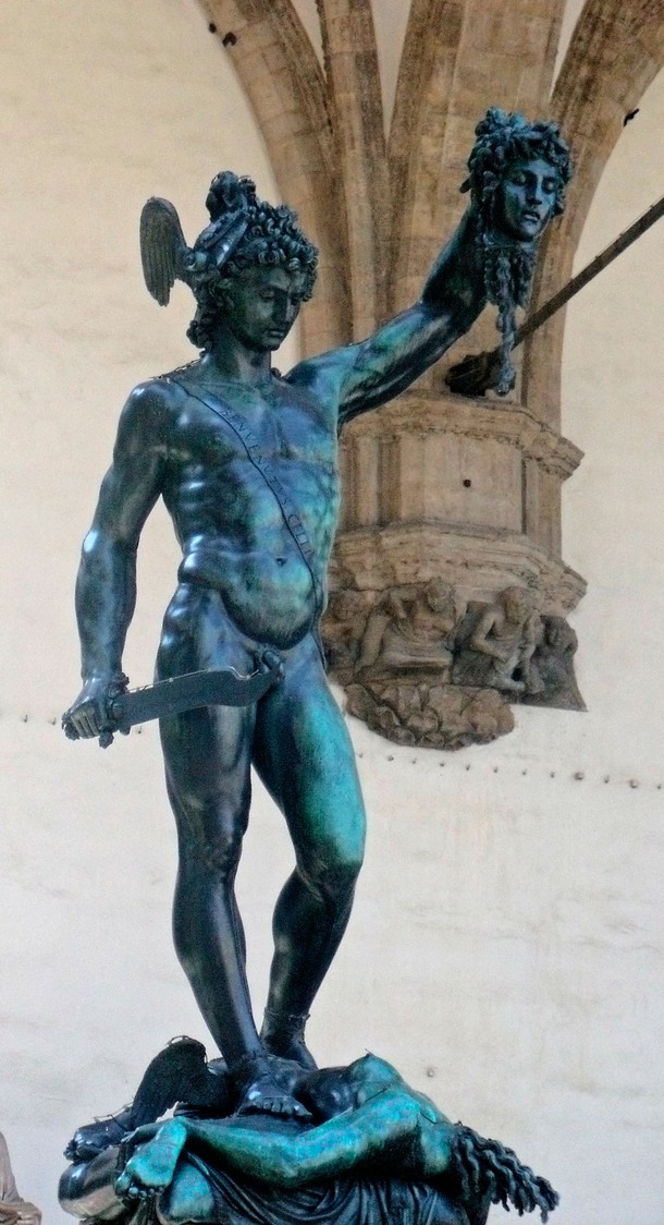 Benvenuto Cellini, „Perseusz z głową Meduzy, 1545-1554, odlew brązowy, wys. 550 cm, Loggia dei Lanzi, Florencja