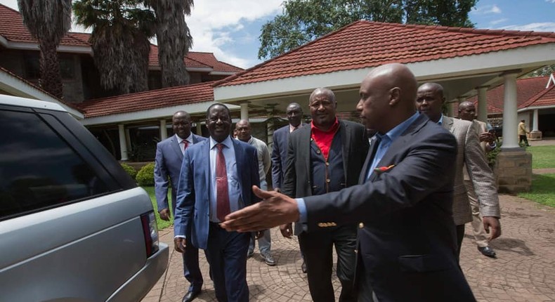 ODM leader Raila Odinga with Baringo Senator Gideon Moi