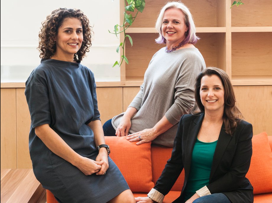 Carolyn Yashari Becher, Janelle McGlothlin, and Joanna McFarland, founders of HopSkipDrive