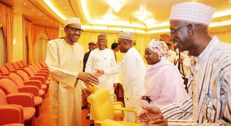 President Muhammadu Buhari meets with House of Representatives members on July 1, 2015.