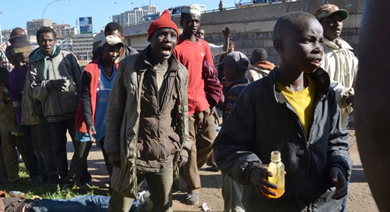 Group of street children in Nairobi