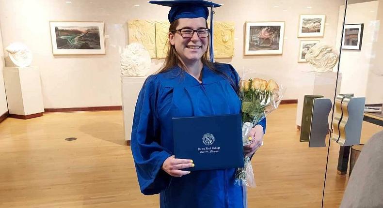 Kelsey Hudie was determined to receive her diploma at her graduation ceremony at Henry Ford College.Kelsey Hudie