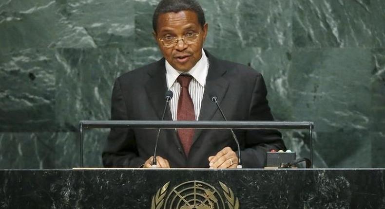 President Jakaya Mrisho Kikwete of Tanzania addresses a plenary meeting of the United Nations Sustainable Development Summit 2015 at the United Nations headquarters in Manhattan, New York September 26, 2015. REUTERS/Darren Ornitz