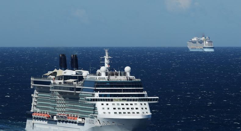 Some cruise worker salaries are as low as $600 a month. Under international maritime law, crew can work up to 14 hours a day with no guaranteed days off.Cameron Spencer/Getty Images