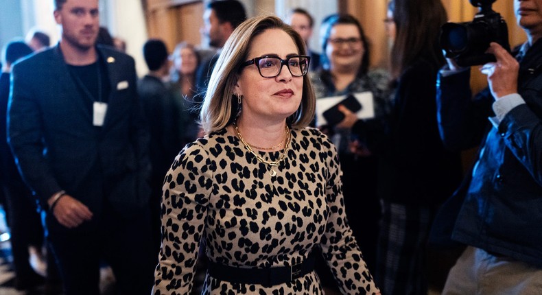 Sen. Kyrsten Sinema's set to leave the Senate in a few months, and she says there's a real opportunity to move our country forward in the private sector.Tom Williams/CQ-Roll Call via Getty Images