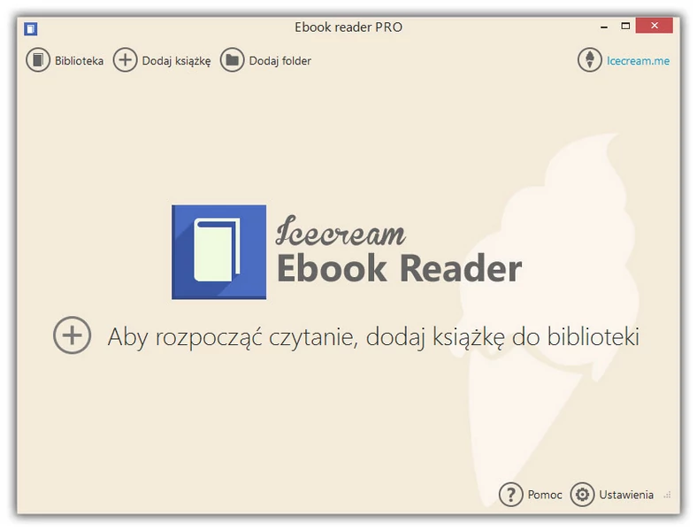 Główne okno czytnika e-booków - IceCream Ebook Reader Pro