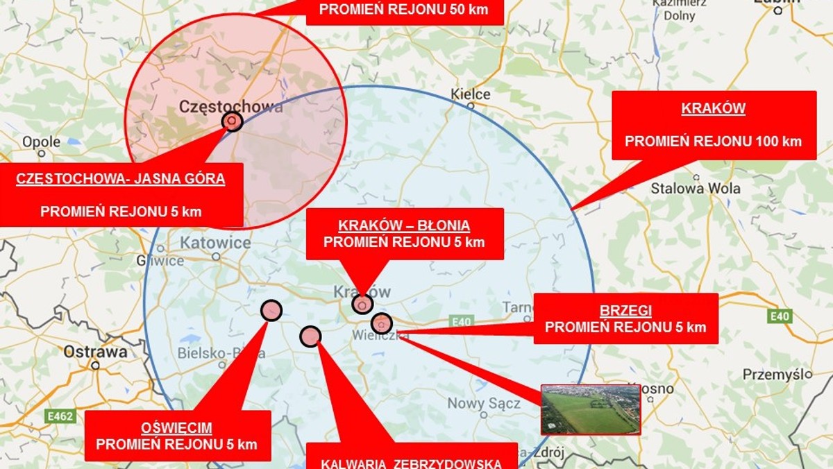 Siedem stref ograniczonych lotów wokół Krakowa i Częstochowy, Kalwarii Zebrzydowskiej, Brzegów i Oświęcimia. Bezwzględny zakaz wykonywania lotów przez: lotnictwo sportowe, aeroklubowe, rekreacyjne. To specjalne zasady wprowadzane na czas Światowych Dni Młodzieży w przestrzeni powietrznej. Wszystko po to, by zapewnić maksymalny poziom bezpieczeństwa wszystkich użytkowników przestrzeni powietrznej i uczestników ŚDM. Terminal Kraków Airport i krakowskie lotnisko są otwarte 24 godziny na dobę.