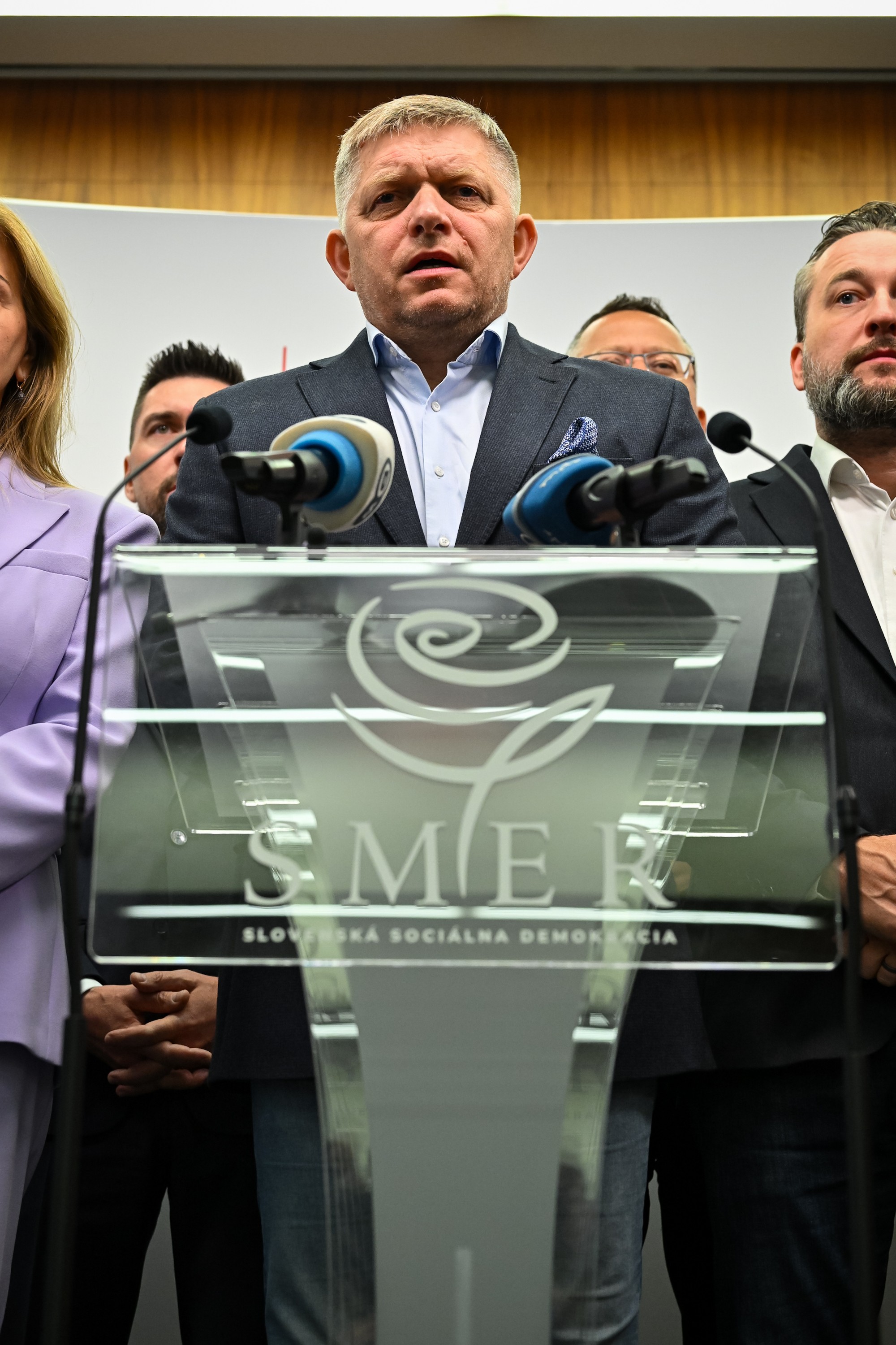 Predseda strany SMER-SD Robert Fico počas tlačovej konferencie v Bratislave.