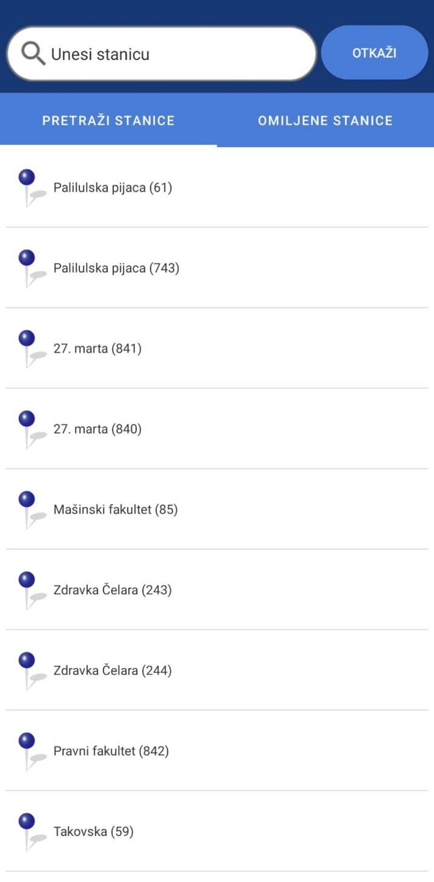 Aplikacija za gradski prevoz