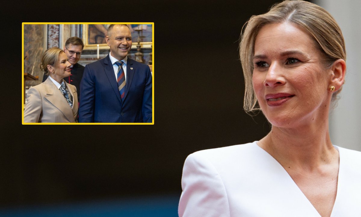 Marta Nawrocka postawiła na jasny garnitur. Stylista porównał ją do księżnej Diany