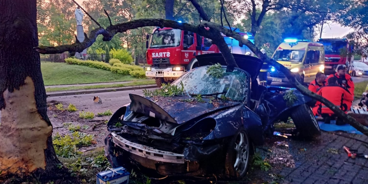 Kock. Porsche uderzyło w drzewo. Nie żyje 31-latek. 