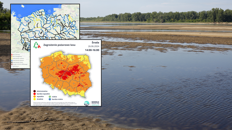 Wraca susza. Ubywa wody w rzekach. Poprawy na razie nie będzie (mapy: IMGW)