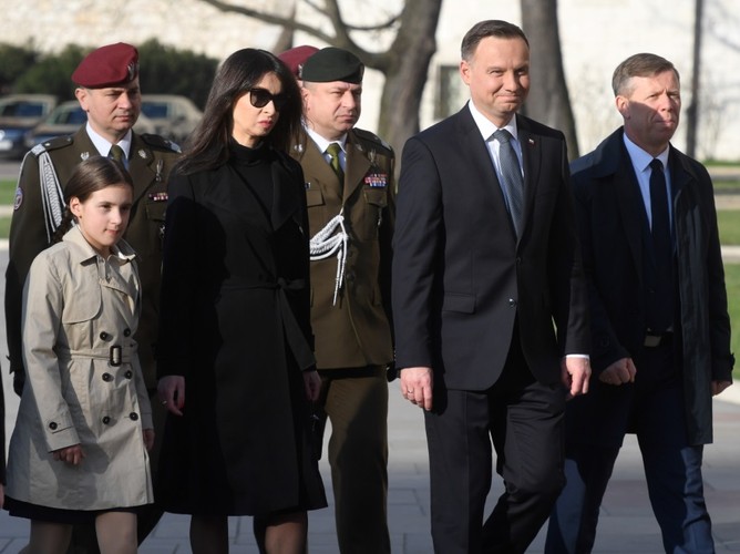 Marta Kaczyńska z córką i Andrzej Duda