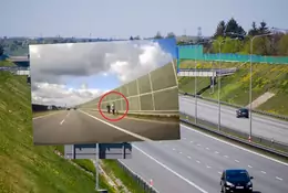 Rozpędzone auto prawie wjechało w ludzi na autostradzie [WIDEO]