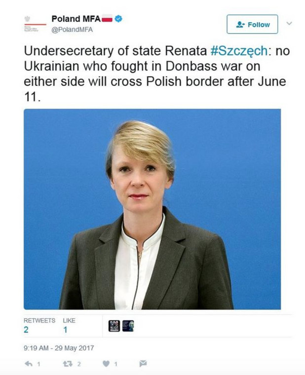 Zdjęcie fałszywego wpisu polskiego MSZ na Twitterze
