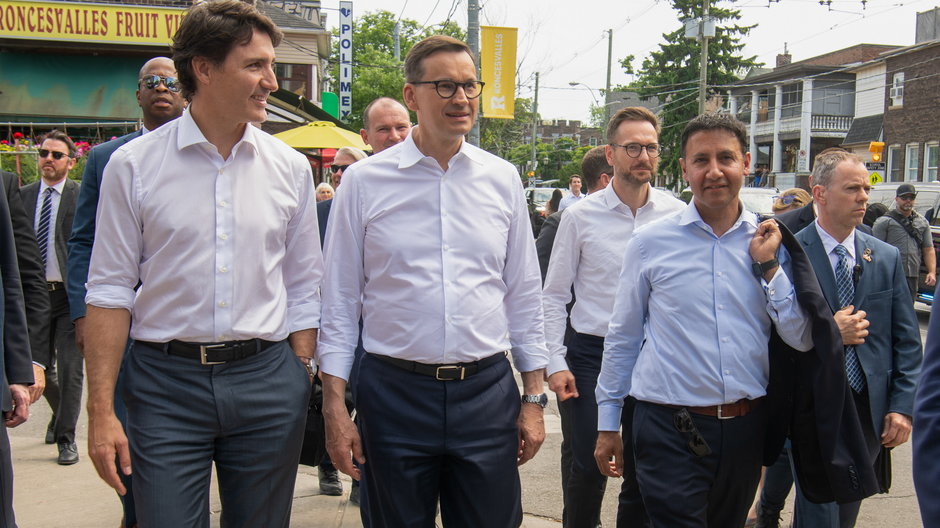 Premierzy Kanady Justin Trudeau i Polski Mateusz Morawiecki w Toronto, czerwiec 2023 r. 