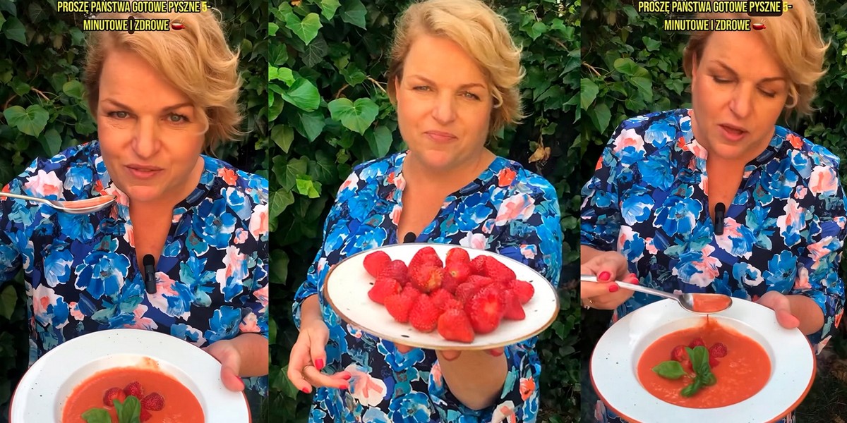 Katarzyna Bosacka poleca proste do zrobienia gazpacho z truskawkami.