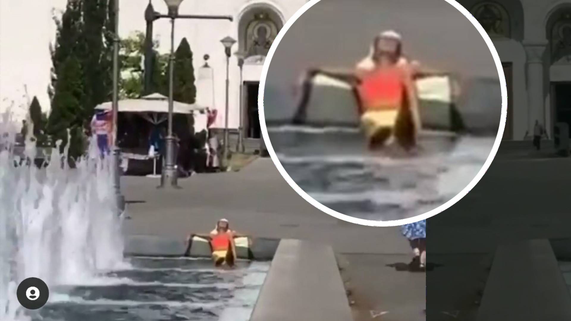 Beograđanka koja se sunča u fontani ispred hrama Svetog Save je viral dana