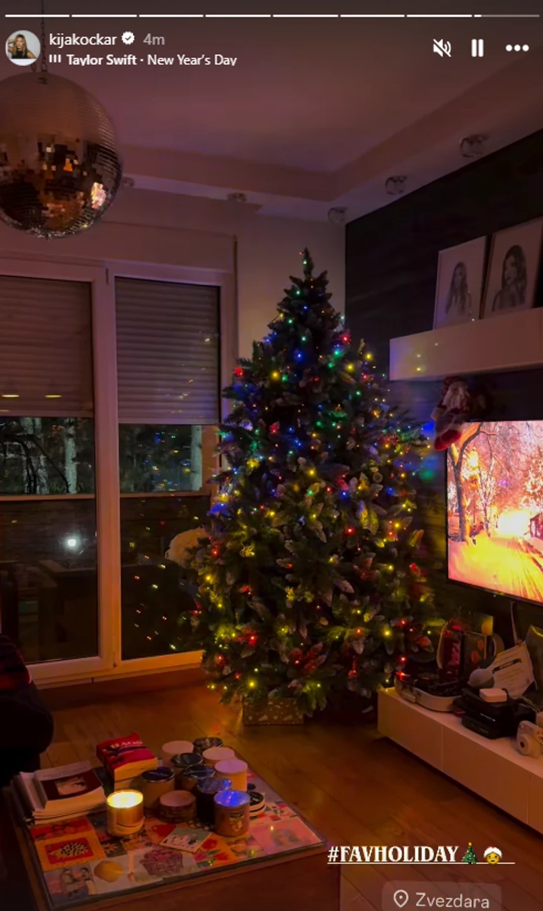 Kija Kockar pokazala moćnu novogodišnju jelku skoro do plafona: Oglasila se iz stana na Zvezdari