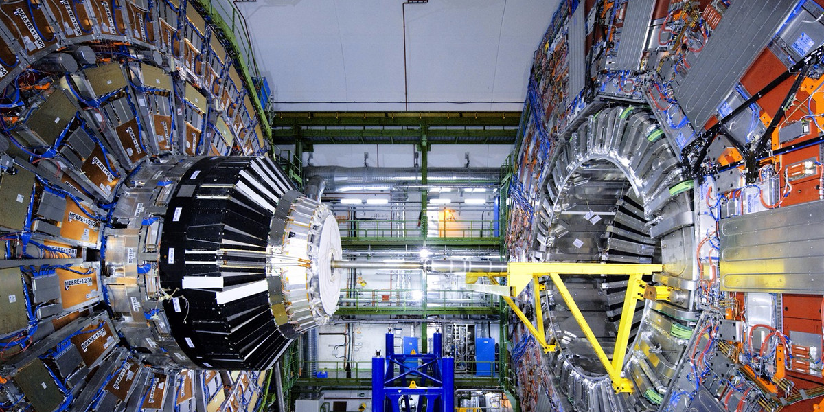Cross-section of the Large Hadron Collider where its detectors are placed and collisions occur.