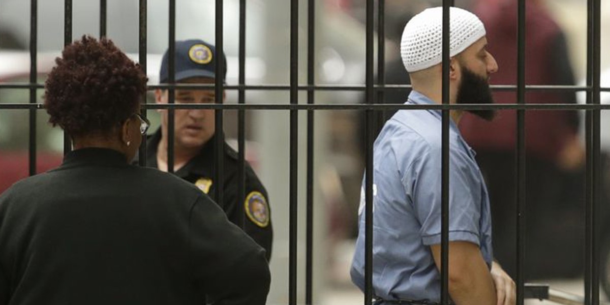 Syed arrives at Baltimore City Circuit Courthouse.