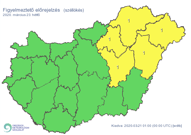 Elsőfokú riasztást adtak ki a széllökés miatt több megyére / Fotó: OMSZ