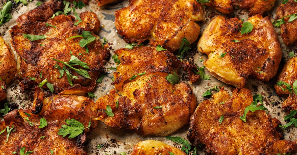 Gniecione ziemniaki z piekarnika. Chrupiący hit na każdą okazję