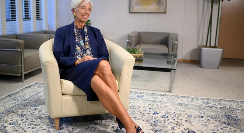 Outgoing IMF Managing Director Christine Lagarde gives an exclusive interview to AFP journalists at the IMF headquarters in Washington on September 19, 2019