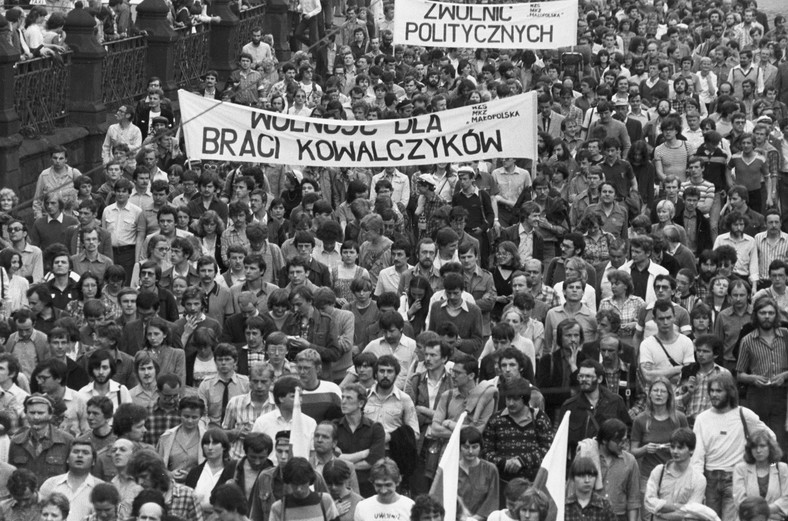 Marsz protestacyjny w Krakowie w 1981 r.