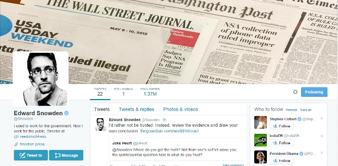 Edward Snowden od kilku dni jest obecny na Twitterze.