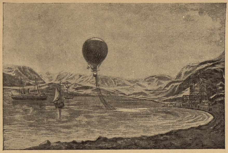 Ilustracja z książki "Wyprawy Andree’go. Balonem do Bieguna", H. Lachambre i A. Machuron