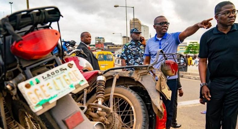 Lagos Gov Sanwo-Olu is clamping down on 'lawless' commercial motorcycle operators (Lagos govt media)