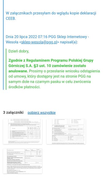 Kopalnia dotychczas jedyne rozwiązanie problemu widziała w zwrocie pieniędzy. Dopiero rzecznik PGG w rozmowie z Onetem zapewnił, że będzie starał się, by seniorka jednak otrzymała węgiel