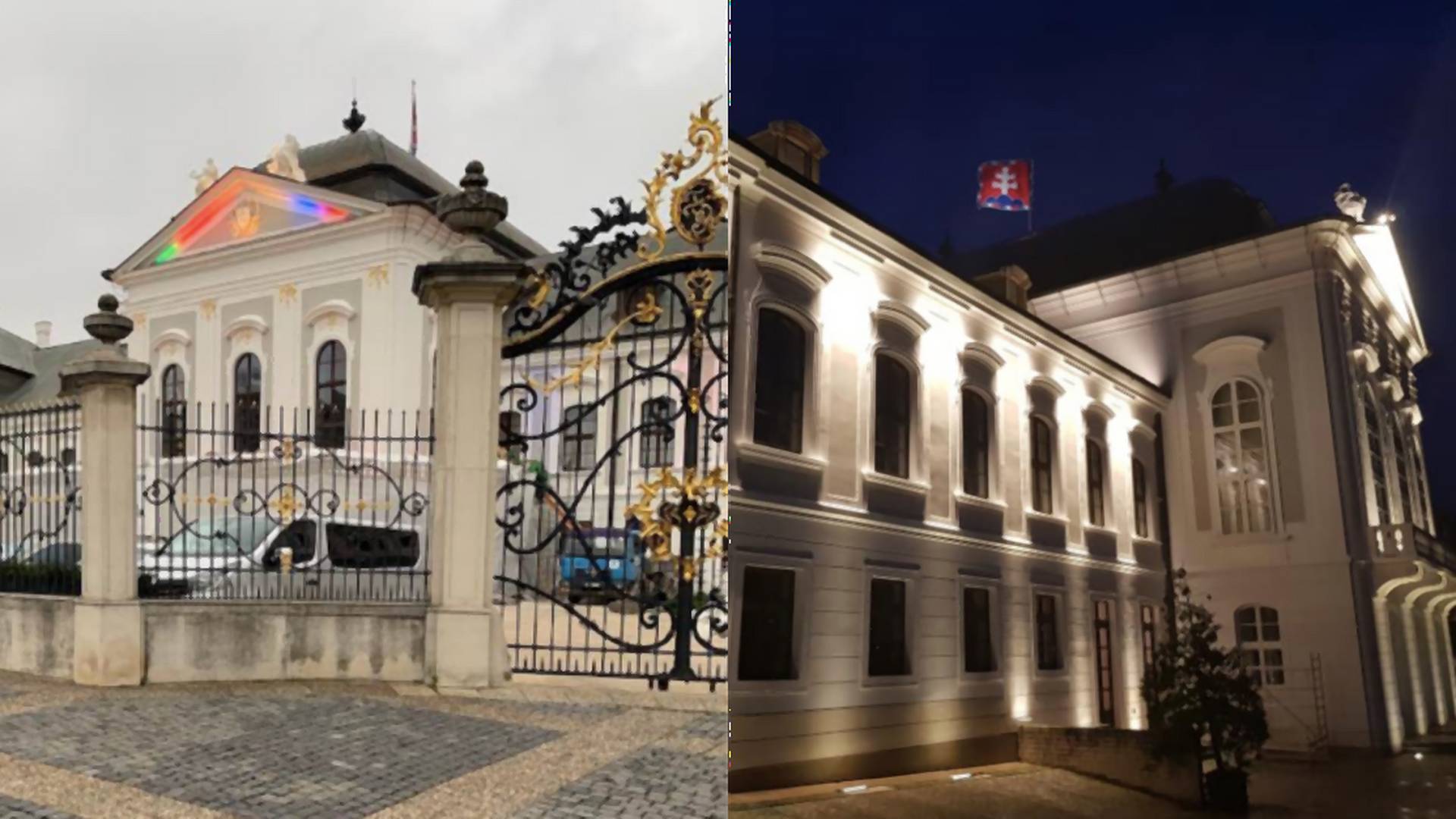 Slováci uverili hoaxu, že Prezidentský palác hrá farbami dúhy. Išlo len o skúšku osvetlenia