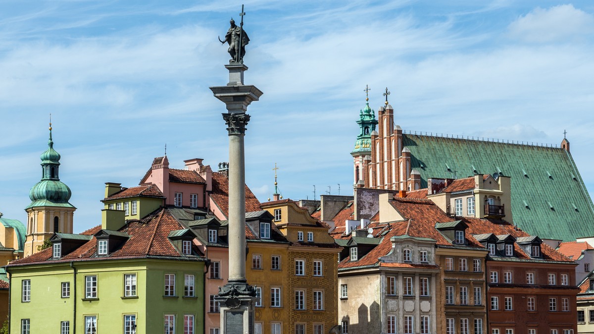 Warszawska Starówka, widok z Kolumną Zygmunta na Placu Zamkowym