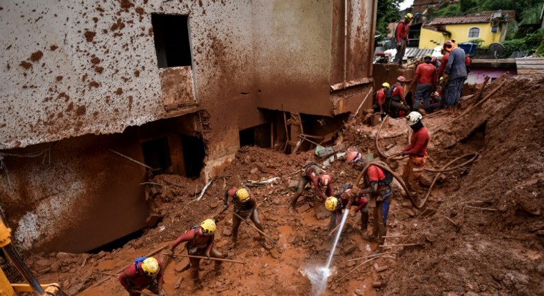 Rescue workers were searching for survivors on January 26, 2020 after a landslide in Belo Horizonte, capital of storm-hit Minas Gerais state in southeastern Brazil