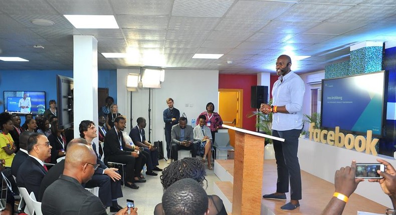 Ime Archibong opening the launch event at the new NG_Hub in Lagos.