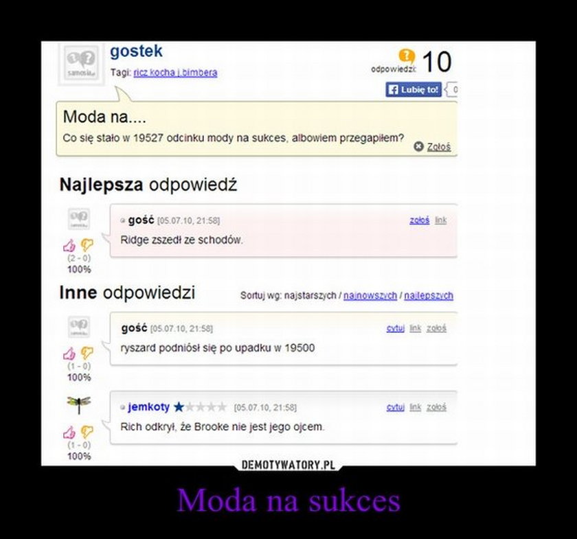 Najśmieszniejsze memy z „Mody na sukces”