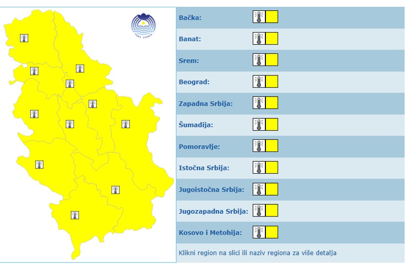 Meteoalarm za Srbiju, 27. jun